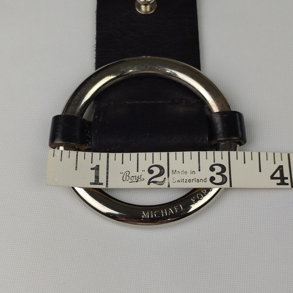 Michael Kors Black Leather Belt with Silver Buckle. main image 16